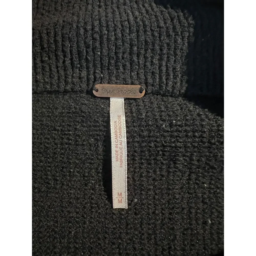 Free People Sweater Ottoman Slouchy Pullover Oversized Chunky Black Minimalist - Picture 7 of 8